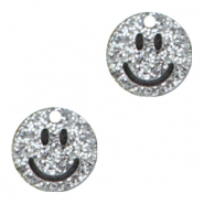Breloques Plexx smiley Argent&eacute; paillet&eacute;
