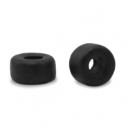 Perles en c&eacute;ramique DQ grecque 7mm Noir