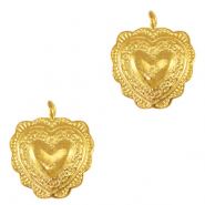 Breloques en m&eacute;tal DQ coeur Dor&eacute; (sans nickel)