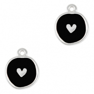 Breloques en m&eacute;tal DQ coeur Argent&eacute; antique-noir (sans nickel)