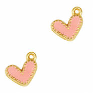 Breloques en m&eacute;tal DQ coeur Dor&eacute;-rose saumon (sans nickel)