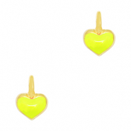 Breloques en m&eacute;tal DQ coeur Dor&eacute;-jaune n&eacute;on (sans nickel)