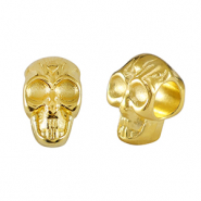 Perles en métal DQ tête de mort Doré (sans nickel)