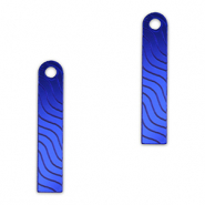 Pendentifs accroche-regard barre vague Bleu royal m&eacute;tallique