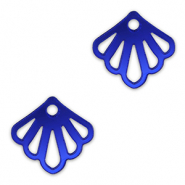 Pendentifs accroche-regard coquille Bleu royal m&eacute;tallique