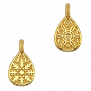 Breloques en m&eacute;tal DQ goutte mandala Dor&eacute; (sans nickel)