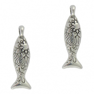 Breloques en m&eacute;tal DQ poisson Argent&eacute; antique (sans nickel)