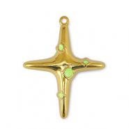 Breloques en m&eacute;tal DQ croix Jaune citron-Dor&eacute; (sans nickel)