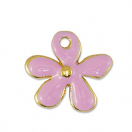 Breloques en m&eacute;tal DQ fleur Rose clair-Dor&eacute; (sans nickel)