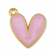 Breloques en m&eacute;tal DQ coeur Rose clair-Dor&eacute; (sans nickel)
