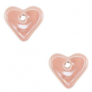 Perles en céramique DQ grecque coeur Pêche