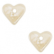 Perles en céramique DQ grecque coeur Blanc cassé