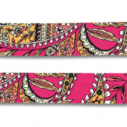Bandana fleur et feuille Rose magenta