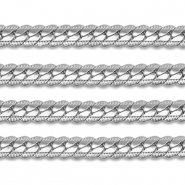 Appr&ecirc;ts en acier Inox cha&icirc;ne maille jaseron gourmette plat Argent&eacute;