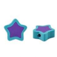 Perles en polym&egrave;re &eacute;toile Violet-bleu turquoise