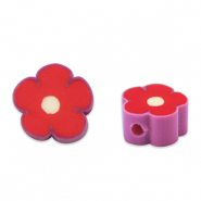 Perles en polym&egrave;re fleur Rouge-mauve violet
