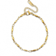 Bracelets en acier Inox ovale Dor&eacute;