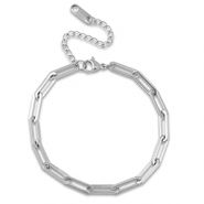 Bracelets en acier Inox cha&icirc;ne maille Argent&eacute;