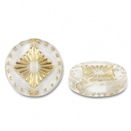 Perles acryliques rond avec carr&eacute; Transparent-dor&eacute;
