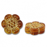 Perles acryliques fleur Orange marron-dor&eacute;