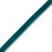 Ruban en velours Bleu sarcelle-argent&eacute; paillet&eacute;