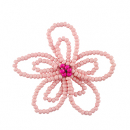 Breloques en acier Inox fleur rose clair