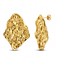 Boucles d'oreilles / puces d&rsquo;oreilles en acier Inox irr&eacute;gulier Dor&eacute;