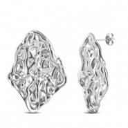 Boucles d'oreilles / puces d&rsquo;oreilles en acier Inox irr&eacute;gulier Argent&eacute;