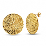 Boucles d'oreilles / puces d&rsquo;oreilles en acier Inox rond Dor&eacute;