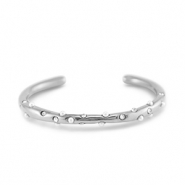 Bracelets en acier Inox jonc avec imitations perles Argent&eacute;