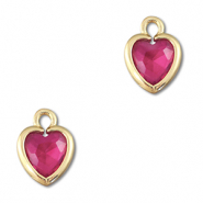 Pendentifs en verre Crystal glass coeur Rose fonc&eacute;-dor&eacute;