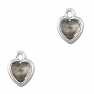 Pendentifs en verre Crystal glass coeur Gris clair-argent&eacute;