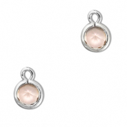 Pendentifs en verre Crystal glass rond P&ecirc;che-argent&eacute;