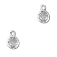 Pendentifs en verre Crystal glass rond Gris clair-argent&eacute;