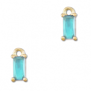Pendentifs en verre Crystal glass rectangle Azul aquamarina-dor&eacute;