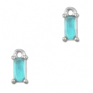 Pendentifs en verre Crystal glass rectangle Azul aquamarina-argent&eacute;