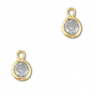 Pendentifs en verre Crystal glass rond Transparent-dor&eacute;