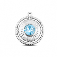 BY31&reg; Breloques en acier Inox rond avec bague Argent&eacute;-aqua