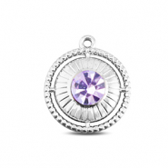 BY31&reg; Breloques en acier Inox rond avec bague Argent&eacute;-lilas clair