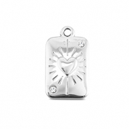 BY31&reg; Breloques en acier Inox carte de c&oelig;ur Argent&eacute;