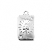 BY31&reg; Breloques en acier Inox carte de tr&egrave;fle Argent&eacute;