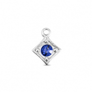 BY31&reg; Breloques en acier Inox losange Argent&eacute;-bleu saphir