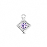 BY31&reg; Breloques en acier Inox losange Argent&eacute;-lilas clair