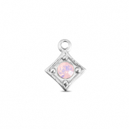 BY31&reg; Breloques en acier Inox losange Argent&eacute;-rose doux opale
