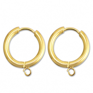 Boucles d'oreilles en acier inox cr&eacute;oles avec anneau 17mm Dor&eacute;