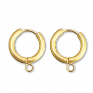 Boucles d'oreilles en acier inox cr&eacute;oles avec anneau 15mm Dor&eacute;