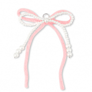 Pendentifs accroche-regard double n&oelig;ud Blanc-rose