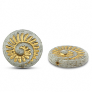 Perles tch&egrave;ques fossil shell 18mm Gris-dor&eacute;