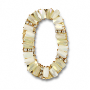 Boucles pendentifs facett&eacute;es ovale Blanc AB-transparent AB-dor&eacute;