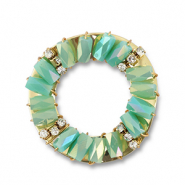 Boucles pendentifs facett&eacute;es rond Turquoise AB-vert oc&eacute;an AB-dor&eacute;